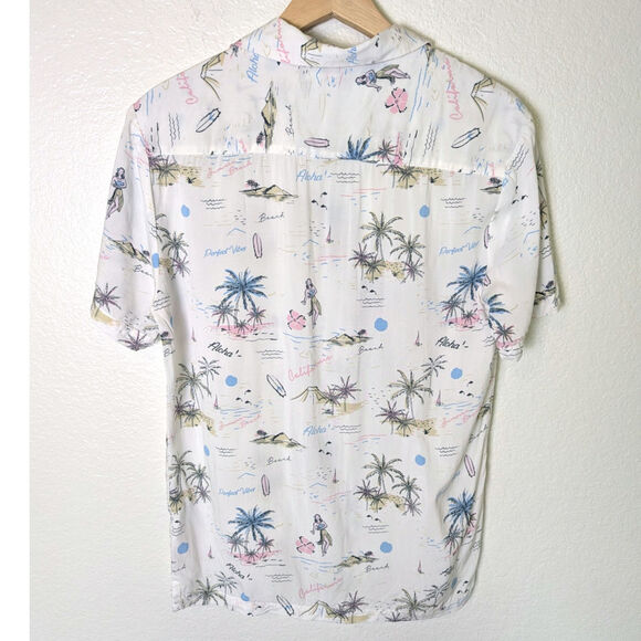 Denim & Flower Ricky Singh Hawaiian Button Down Shirt Men Size Small Vacation - Picture 2 of 11